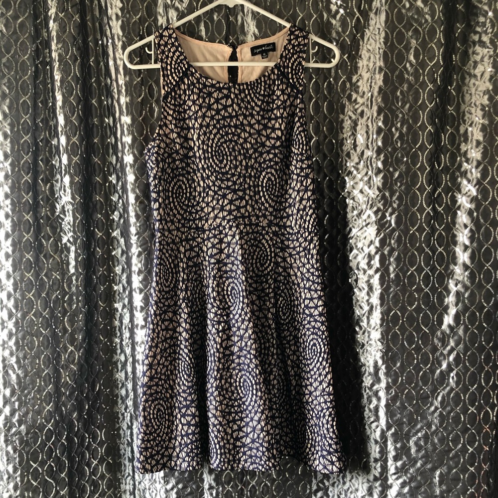 •Navy Blue & Nude Lace Dress•